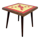 Table d'appoint vintage en bois avec plateau en céramique/carrelage