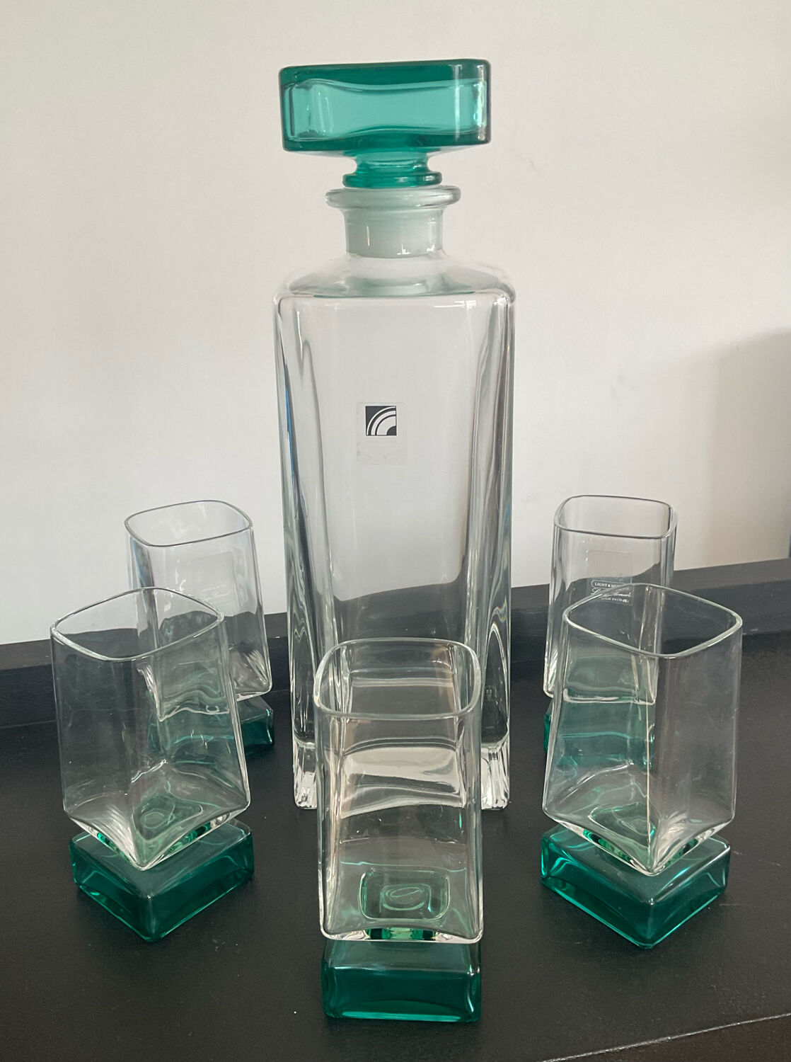 Vintage whisky decanter and Luigi Bormioli Italy glasses