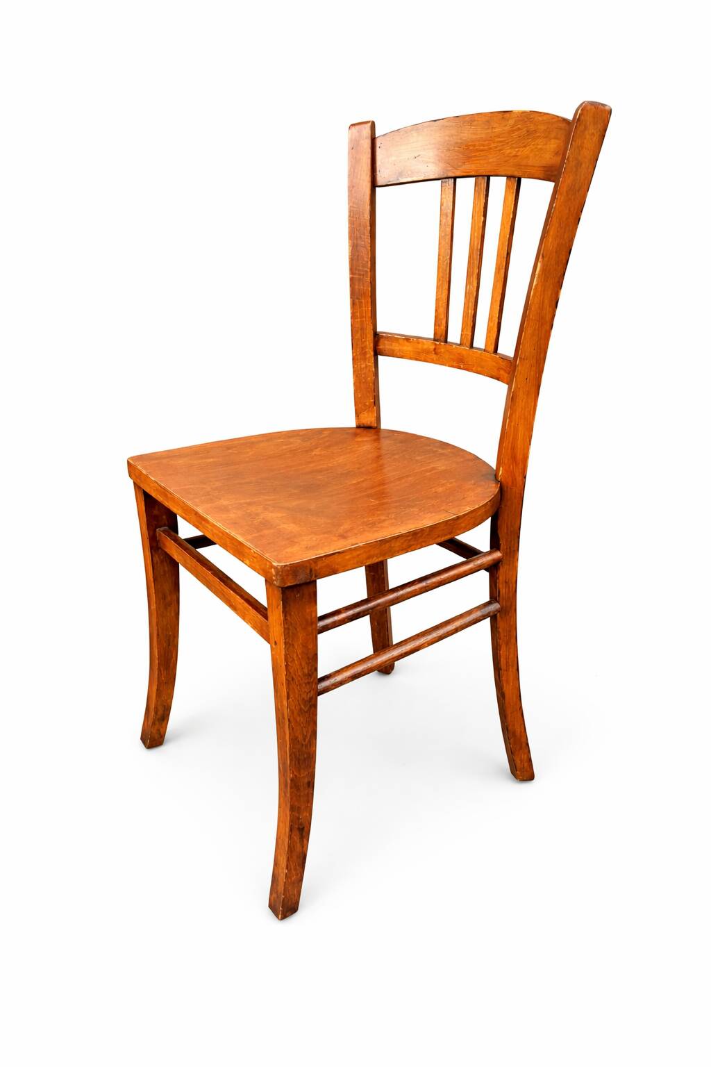 set of 4 curved wood chairs Baumann Restaurant Paris bistro 50s