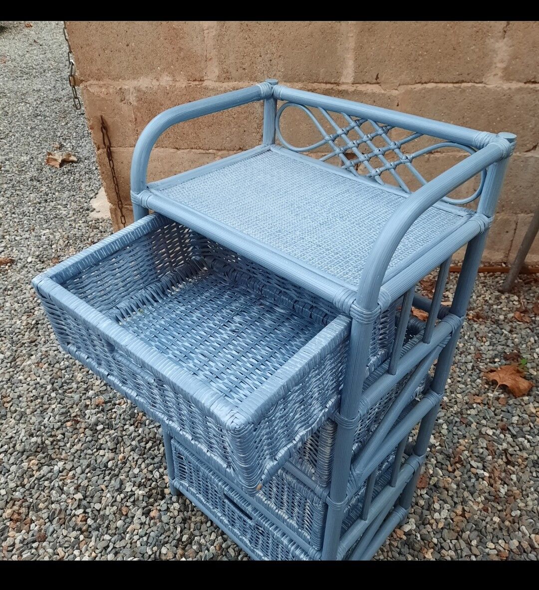 Meuble de 4 tiroirs en bambou et rotin