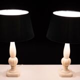 Paire de lampes de table grecques classiques en albâtre années 1970