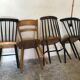 Set of 4 mismatched vintage chairs compass feet