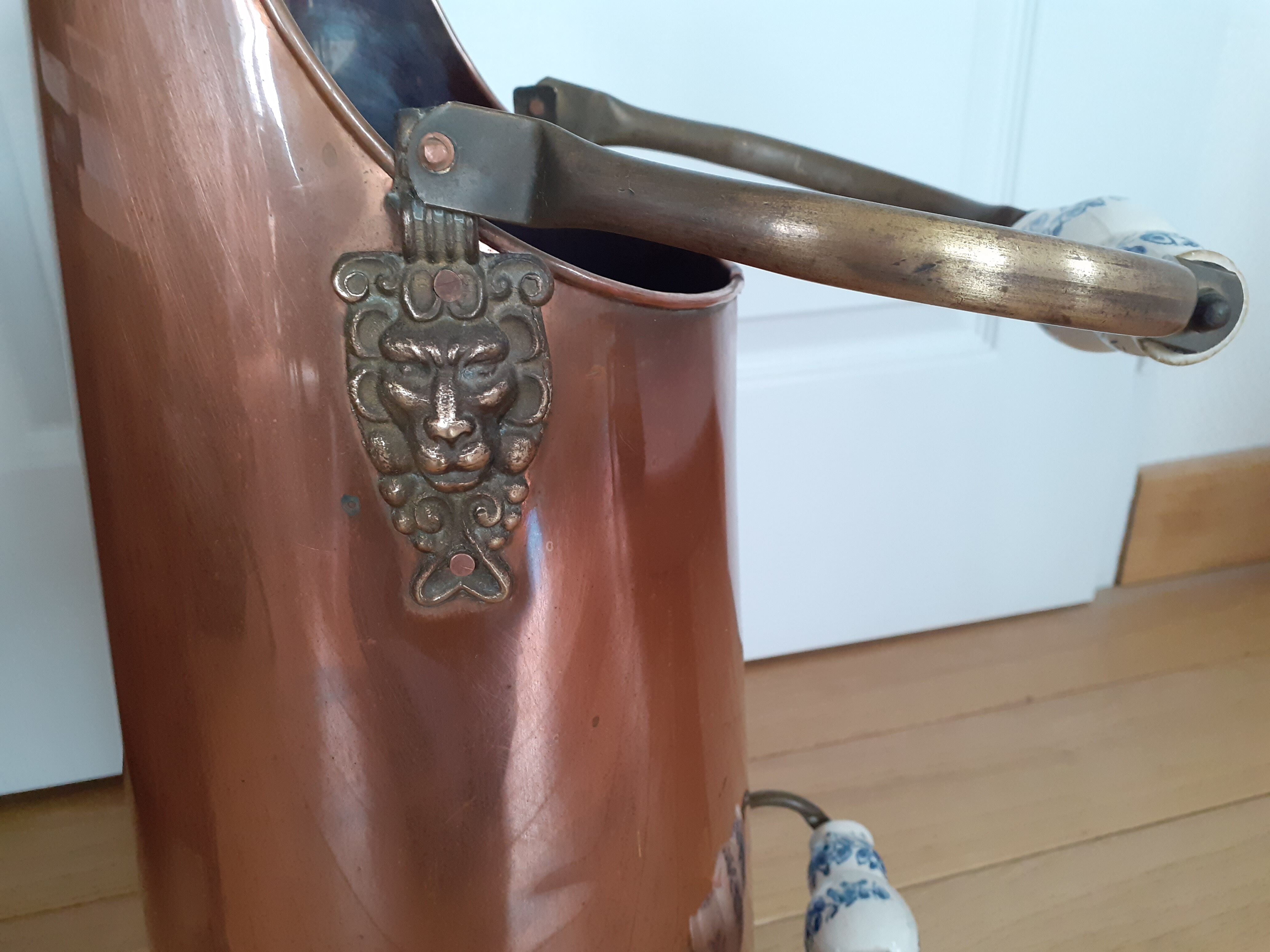 Old copper coal bucket