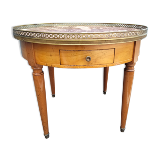 Table basse bouillotte ancienne style Louis XVl plateau marbre