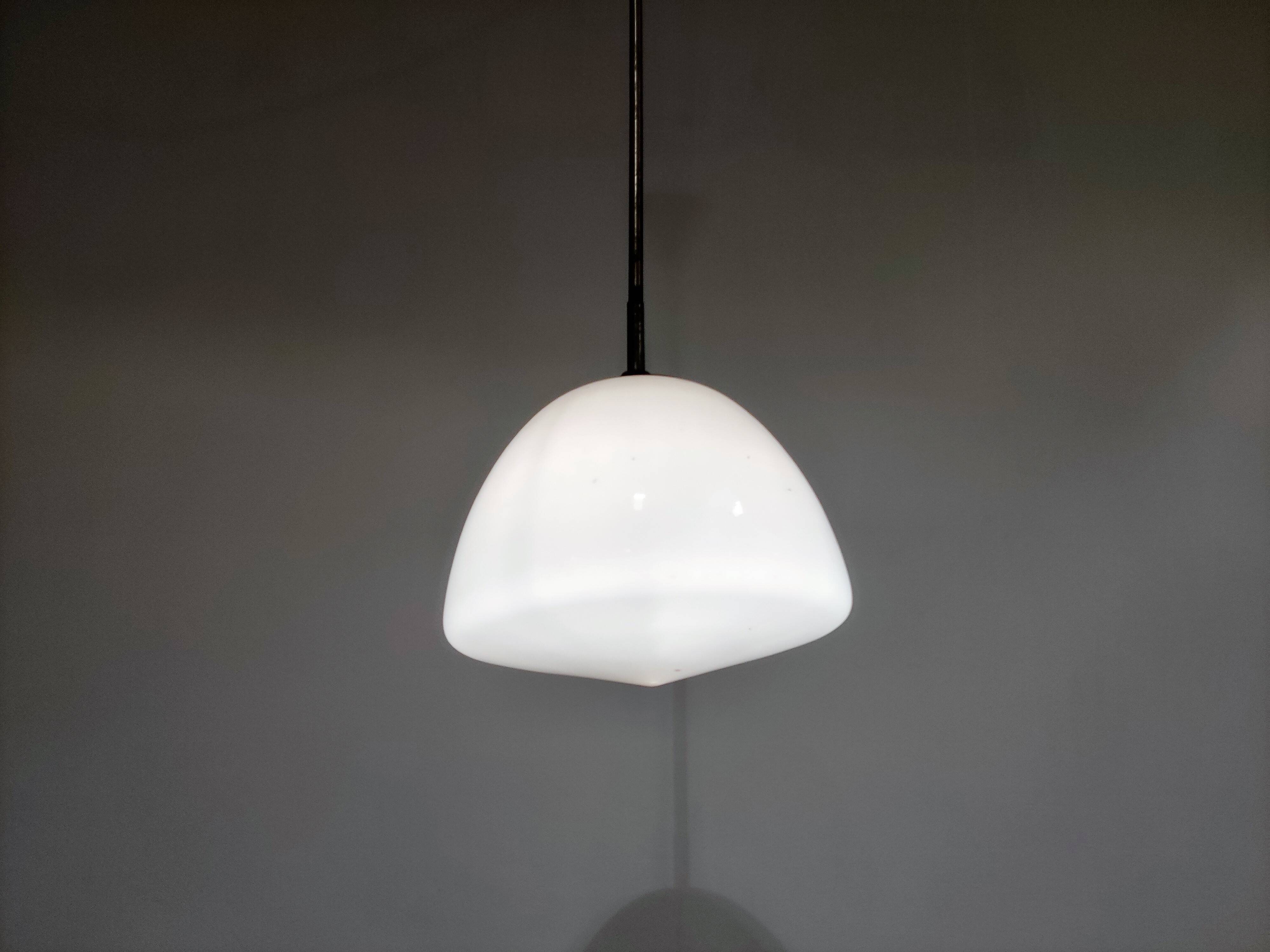 Antique opaline pendant light, 1930s
