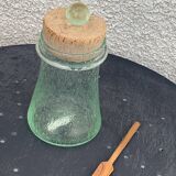 Olive or pickle jar in Biot bubble glass, hand-blown