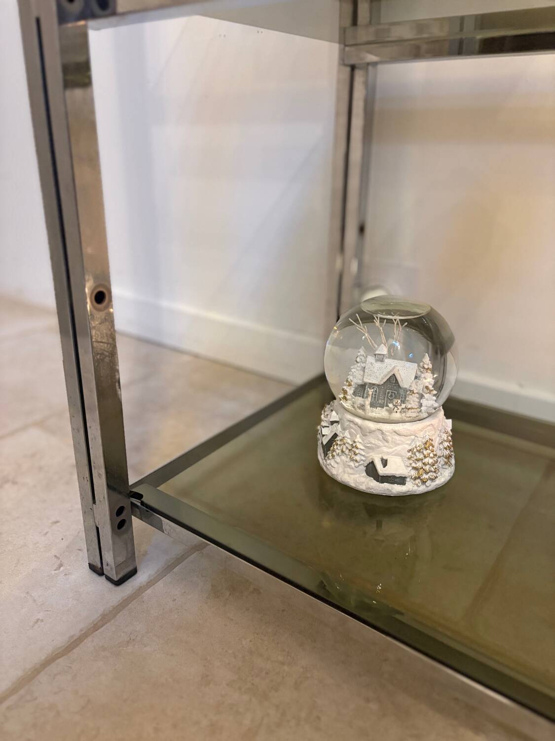 Chrome and smoked glass shelf