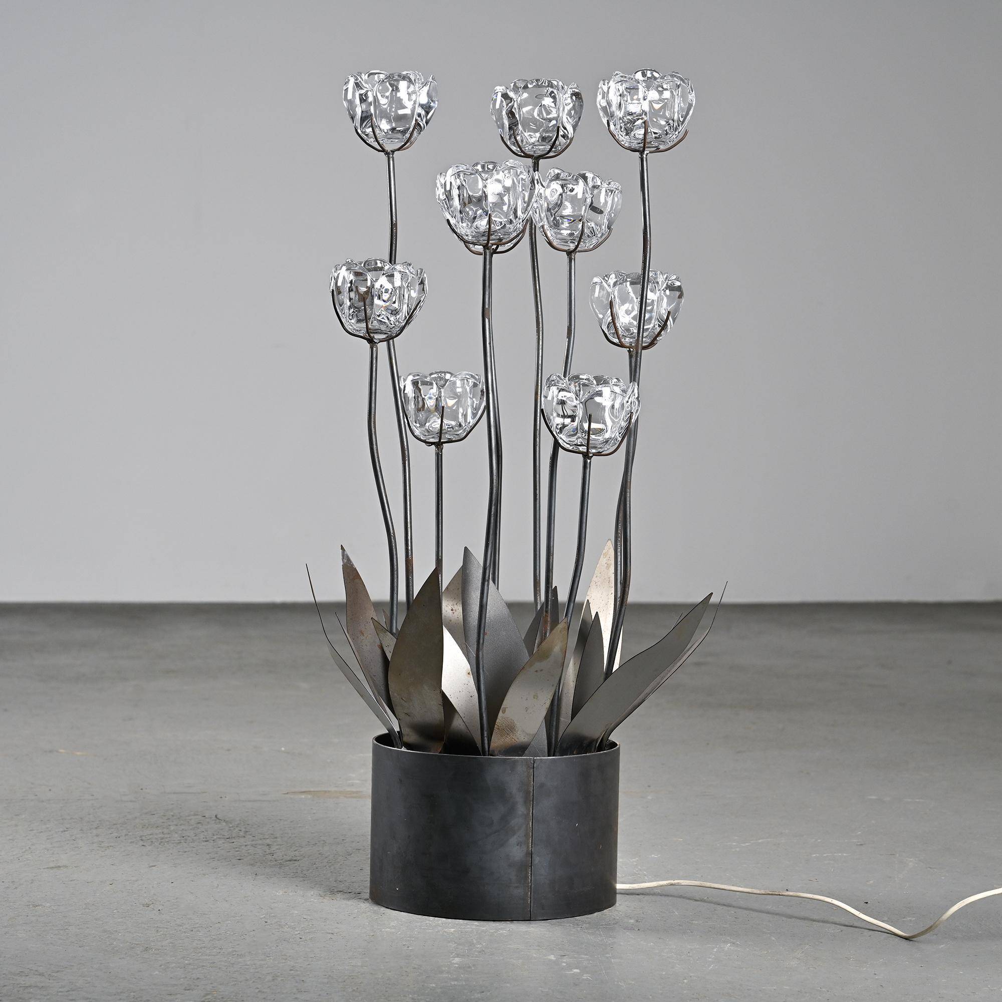 Sculptural floral lamp by Royal Copenhagen, Denmark, circa 1960.