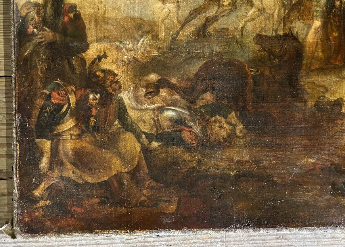 Napoleonic battle scene, oil on canvas, 19th century
