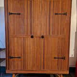Wicker rattan bamboo wardrobe 1950 1960