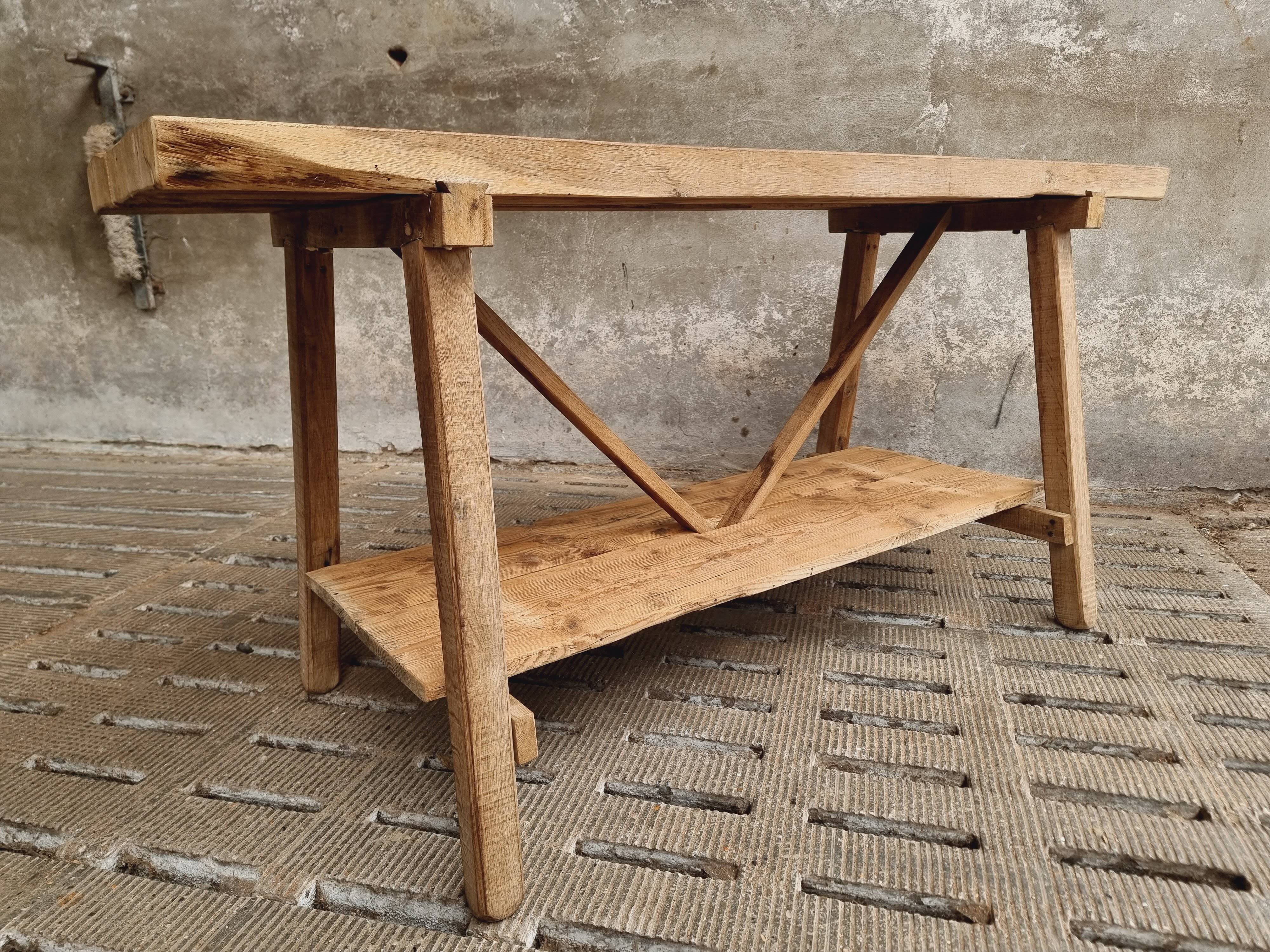 Old work table kitchen island bar table oak