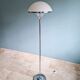 Modernist floor lamp in chrome metal and satin glass, 1960.