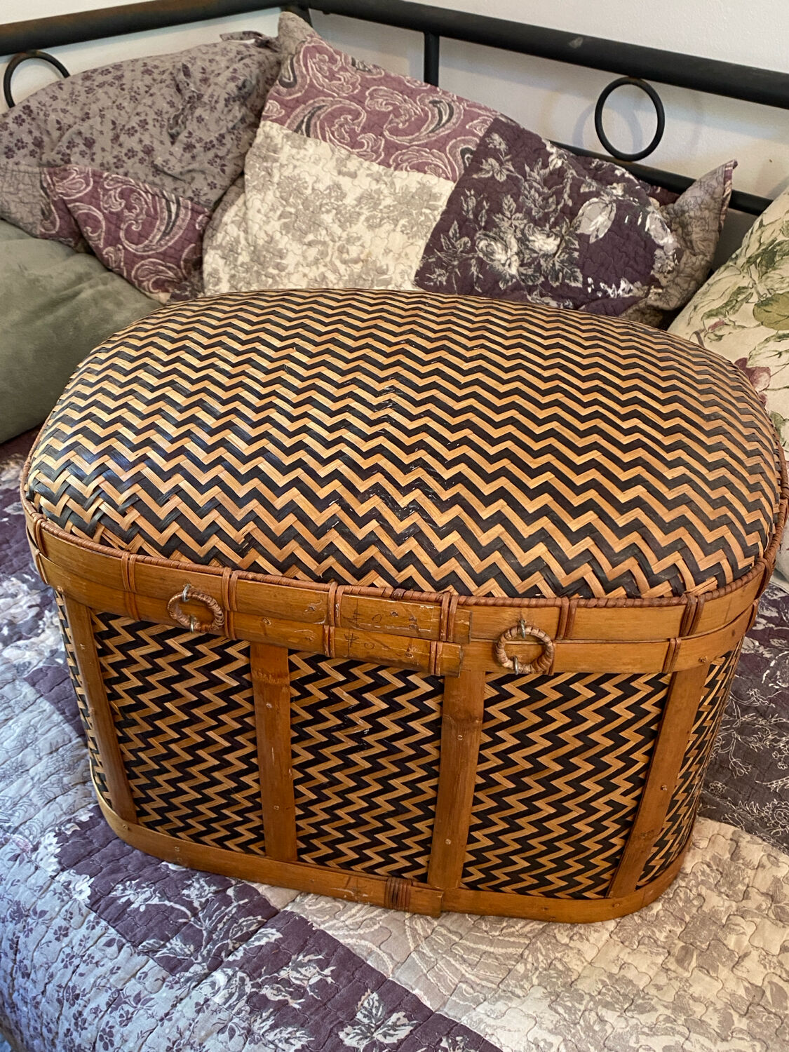 Woven bamboo storage chest