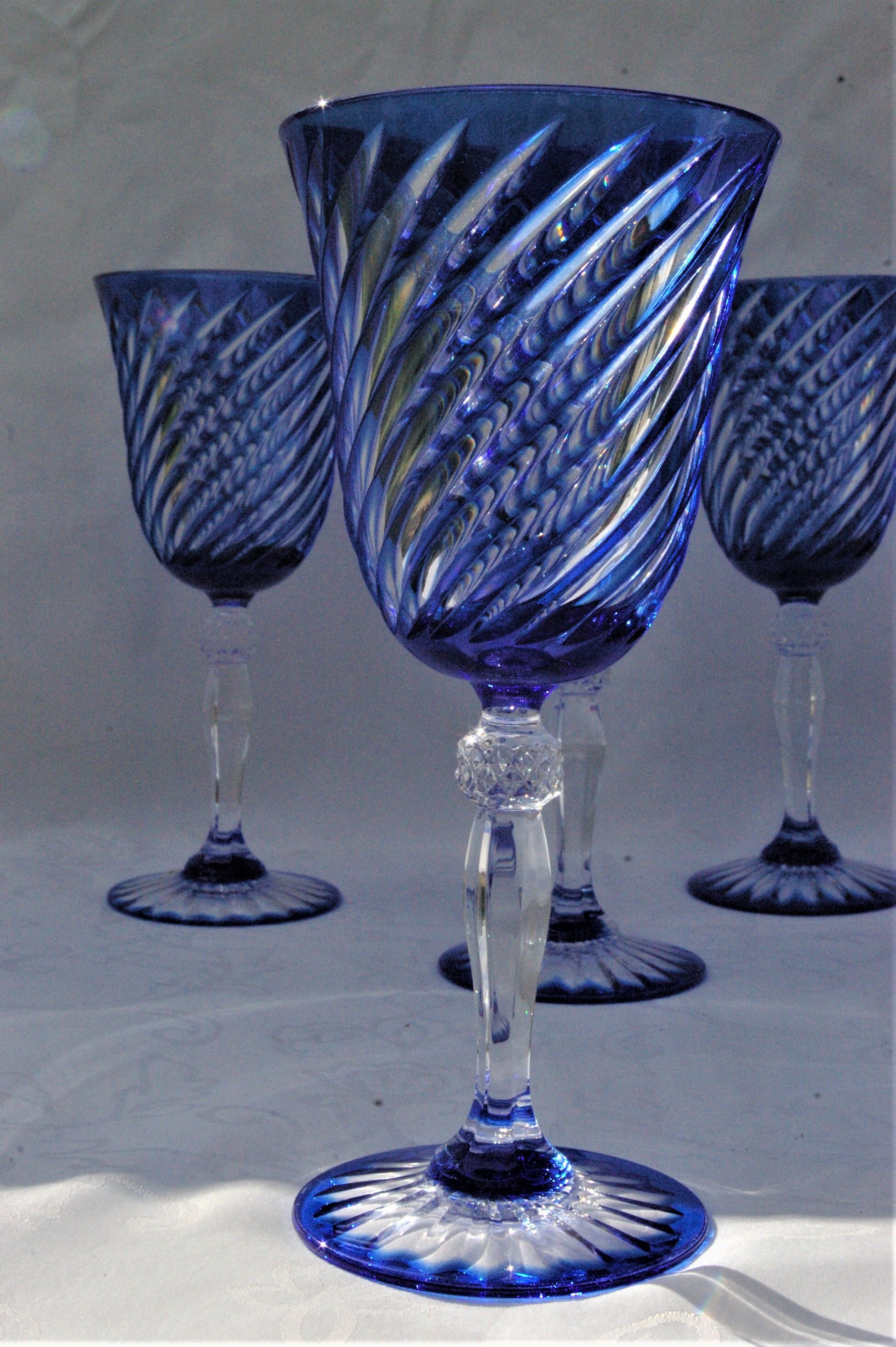Cristal d'Arques - 6 Verres à eau modèle Valse bleue - Cristal double couche