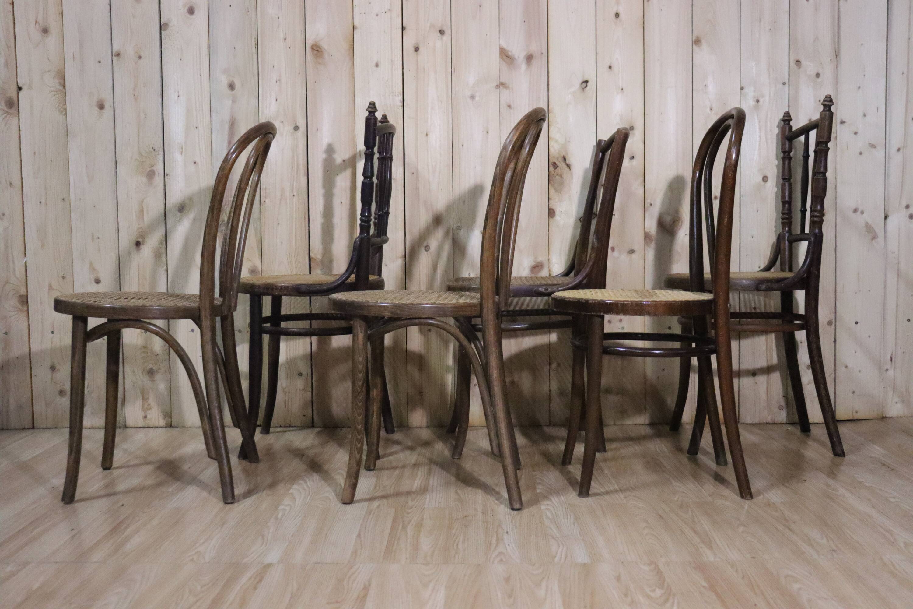 Set of 6 mismatched bistro chairs