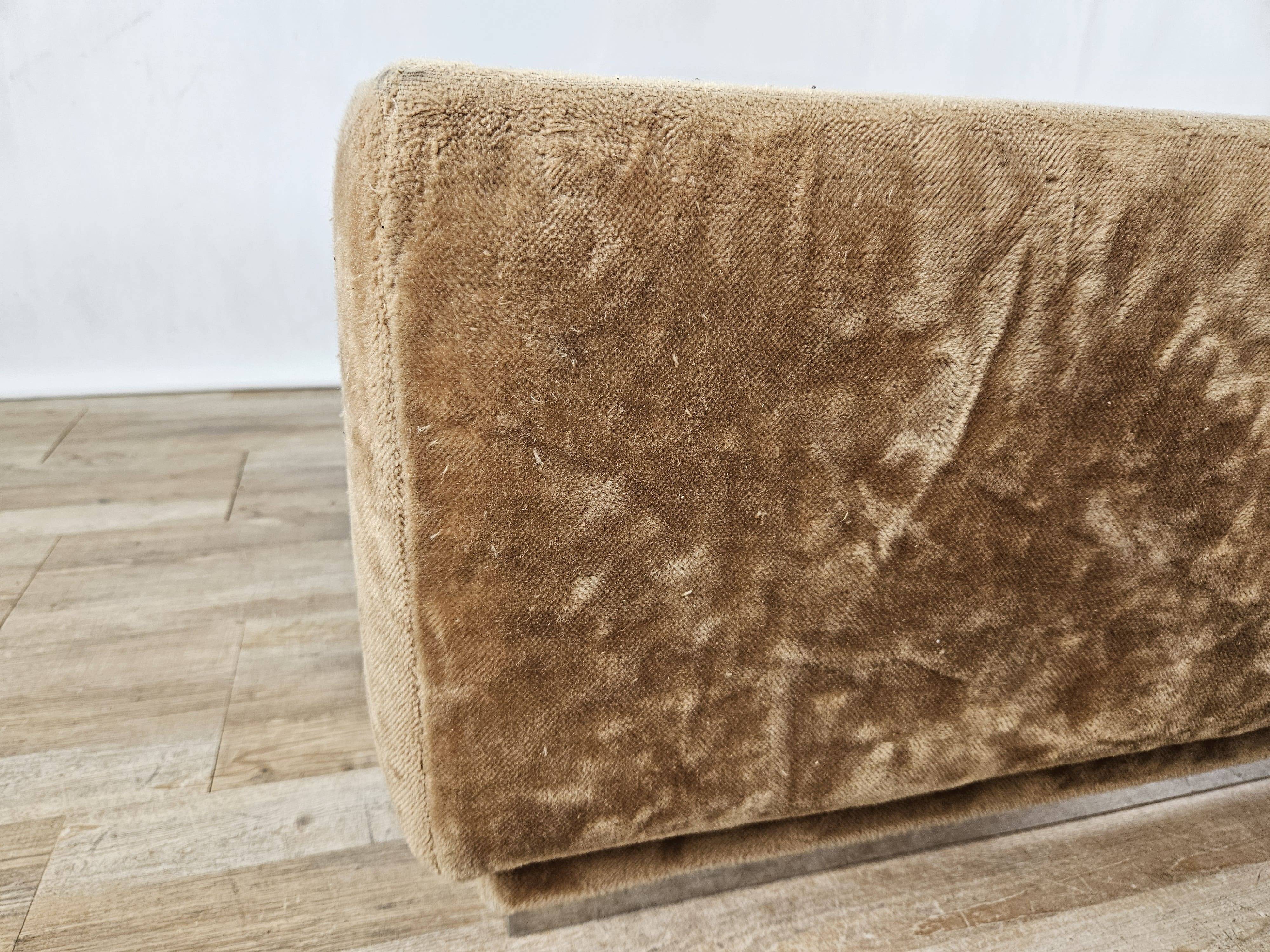 1970s coffee table covered in fabric with glass top