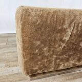 1970s coffee table covered in fabric with glass top