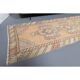 Tapis de couloir vintage turc Oushak fait main en laine et coton orange