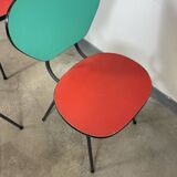 Set of 3 two-tone formica chairs from the 50s