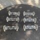 6 transparent glass knife holders, flower shape, antique twists