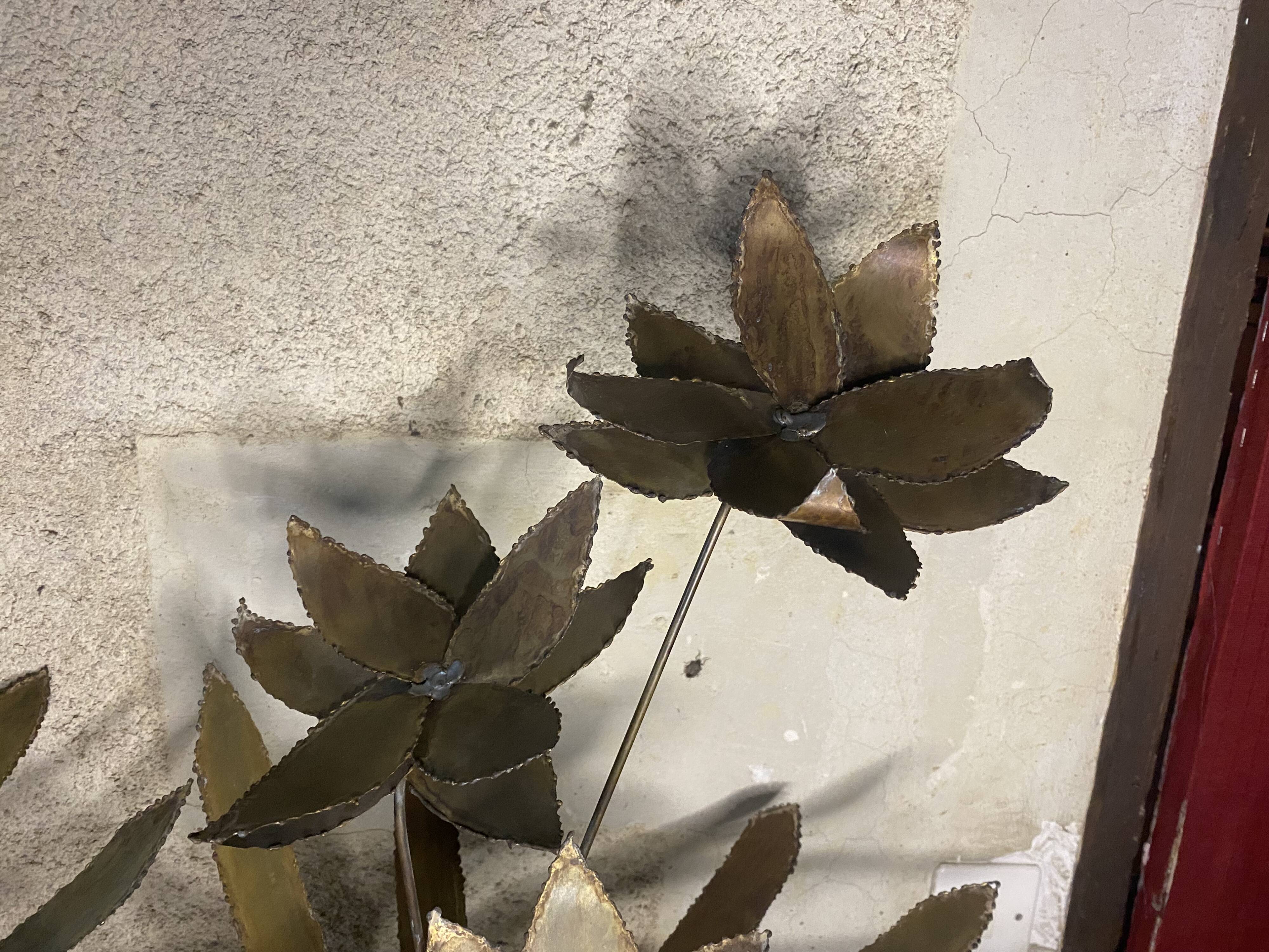 Pair of brass flower bouquets 1970