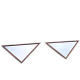 2 x miroirs triangulaires en bois de chêne / bords coupés à facettes