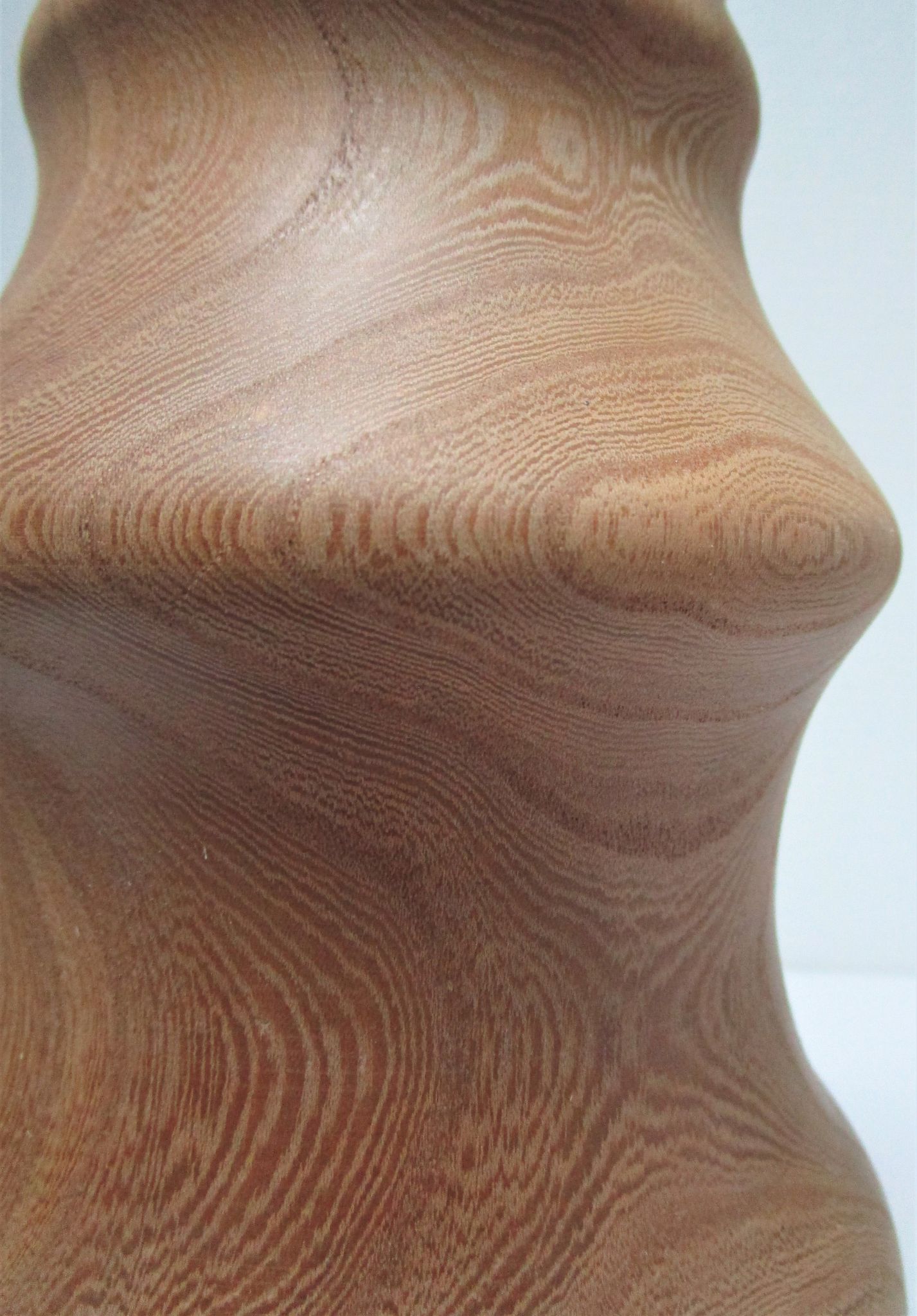 Pied de lampe XL bois massif veiné tourné vintage