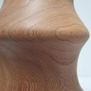 Pied de lampe XL bois massif veiné tourné vintage