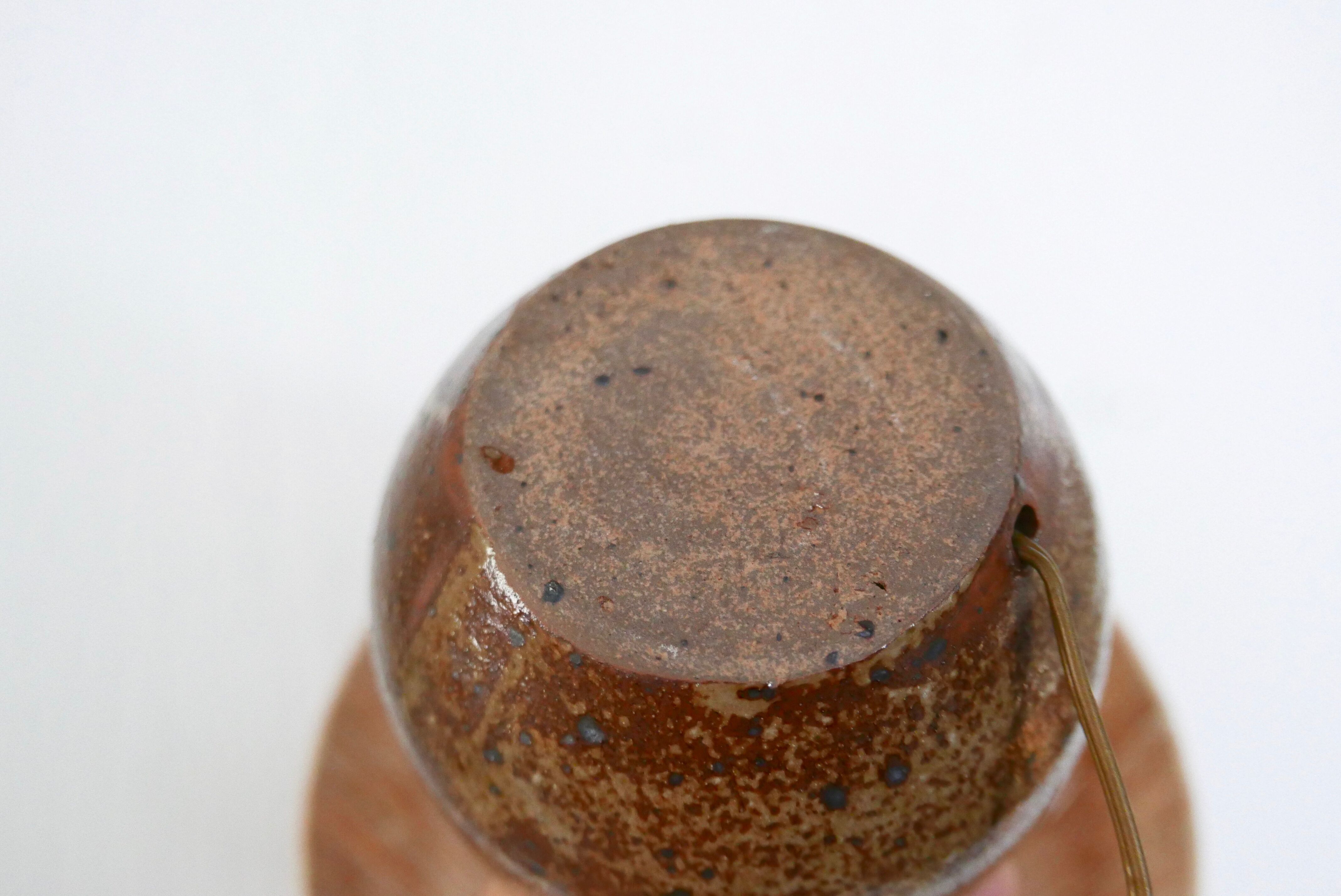 Borne sandstone lamp, raffia lampshade, 1960s