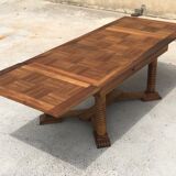 Set table and 4 chairs in walnut 1940
