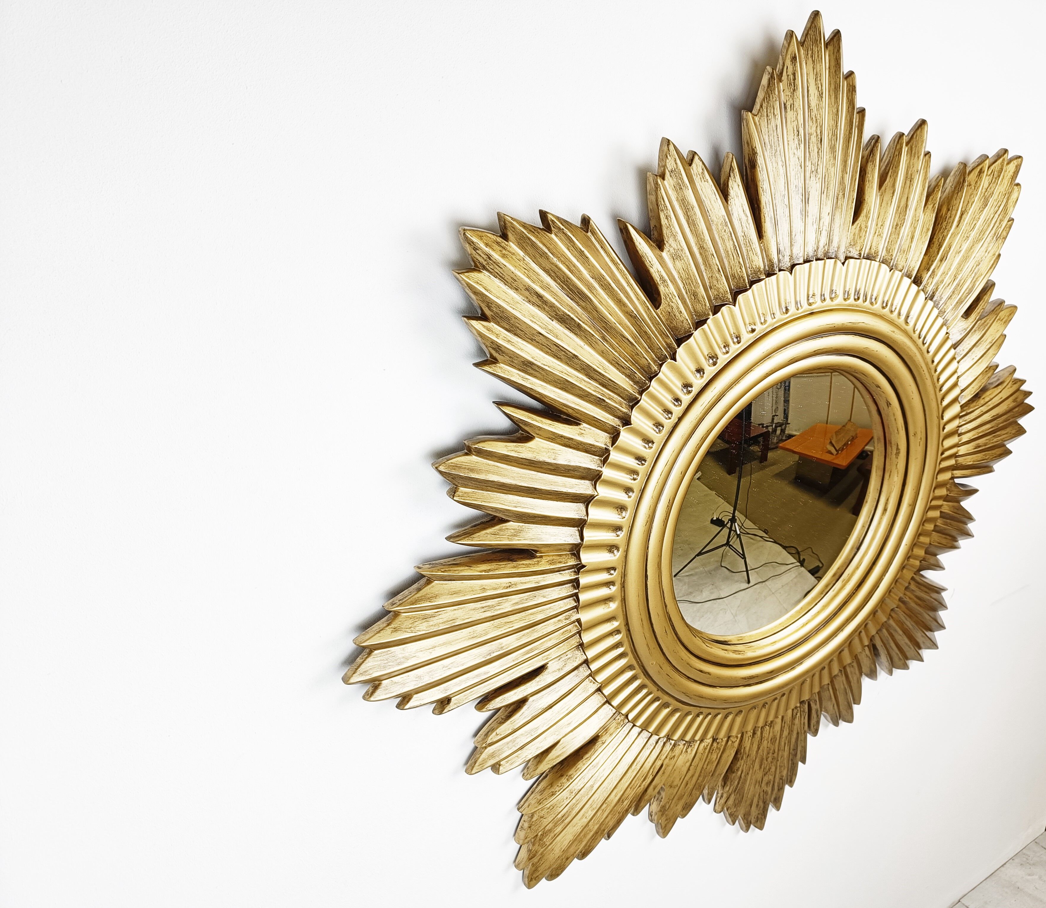 Vintage golden sunburst mirror, 1960s
