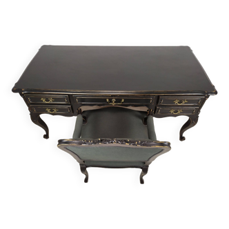 Black Louis XV desk and armchair