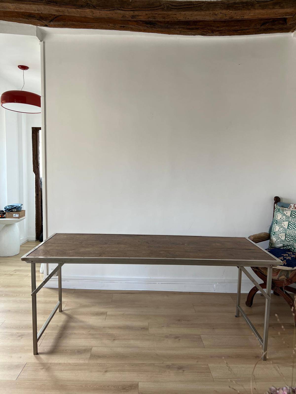 Folding industrial-style dining table