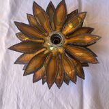 Applique murale fleur metal doré vintage