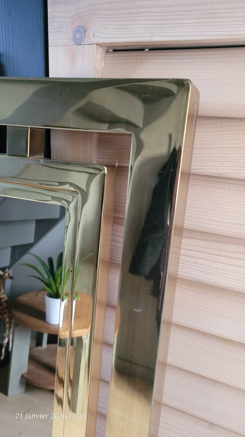 Large vintage design mirror in gold metal