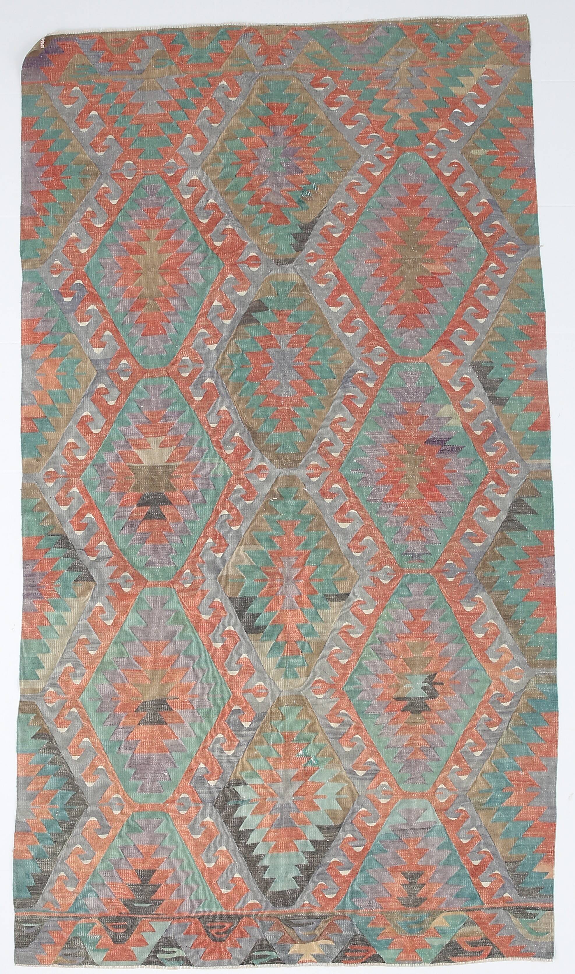 Tapis Kilim Anatolien Vintage – Tissé Main, Motifs Géométriques, 163x290 Cm