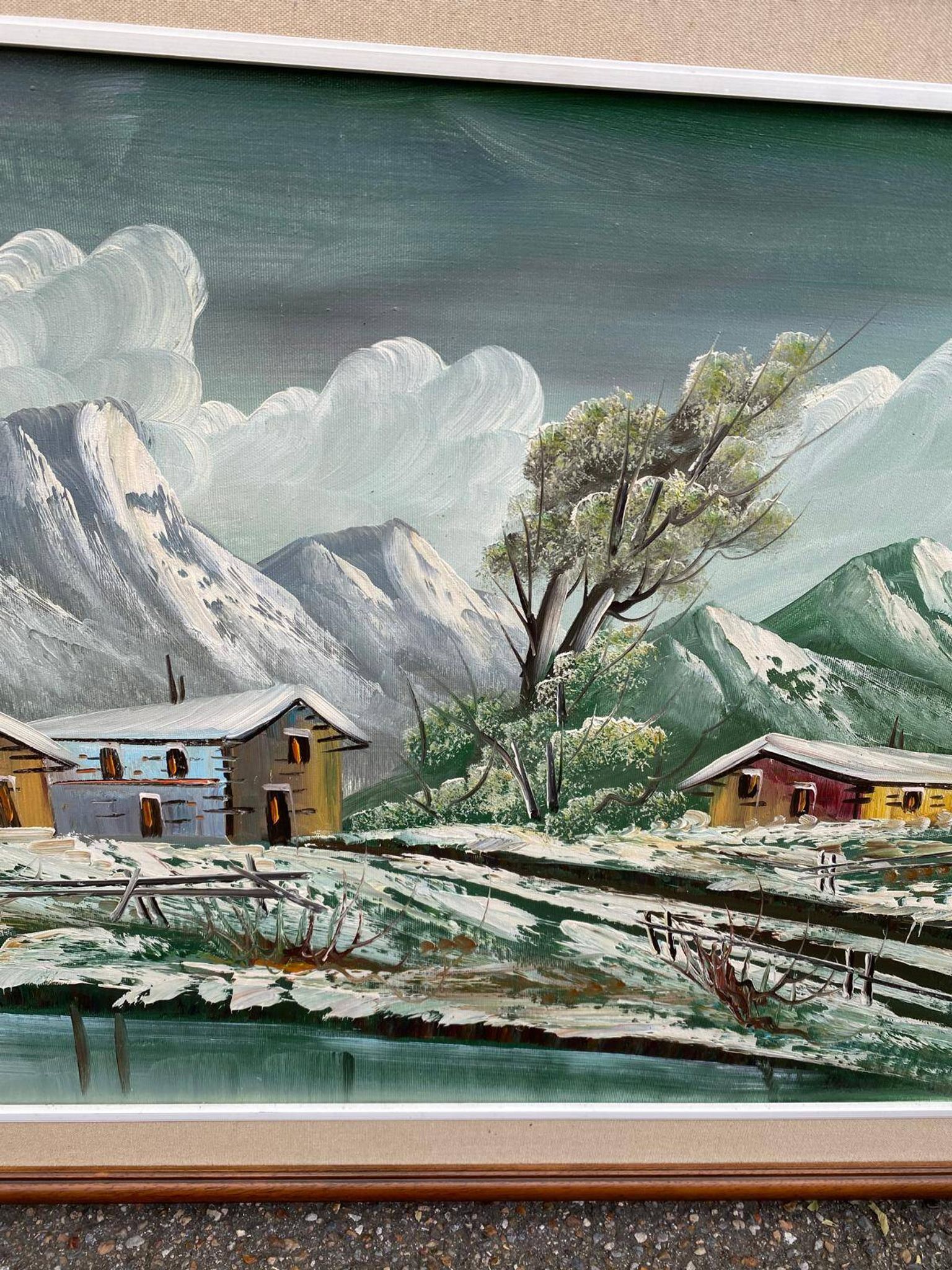 Original Italian painting Antonio Ponticelli oil on canvas landscape 140x82c