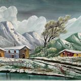 Original Italian painting Antonio Ponticelli oil on canvas landscape 140x82c