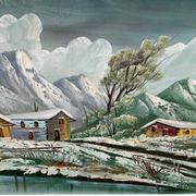 Original Italian painting Antonio Ponticelli oil on canvas landscape 140x82c