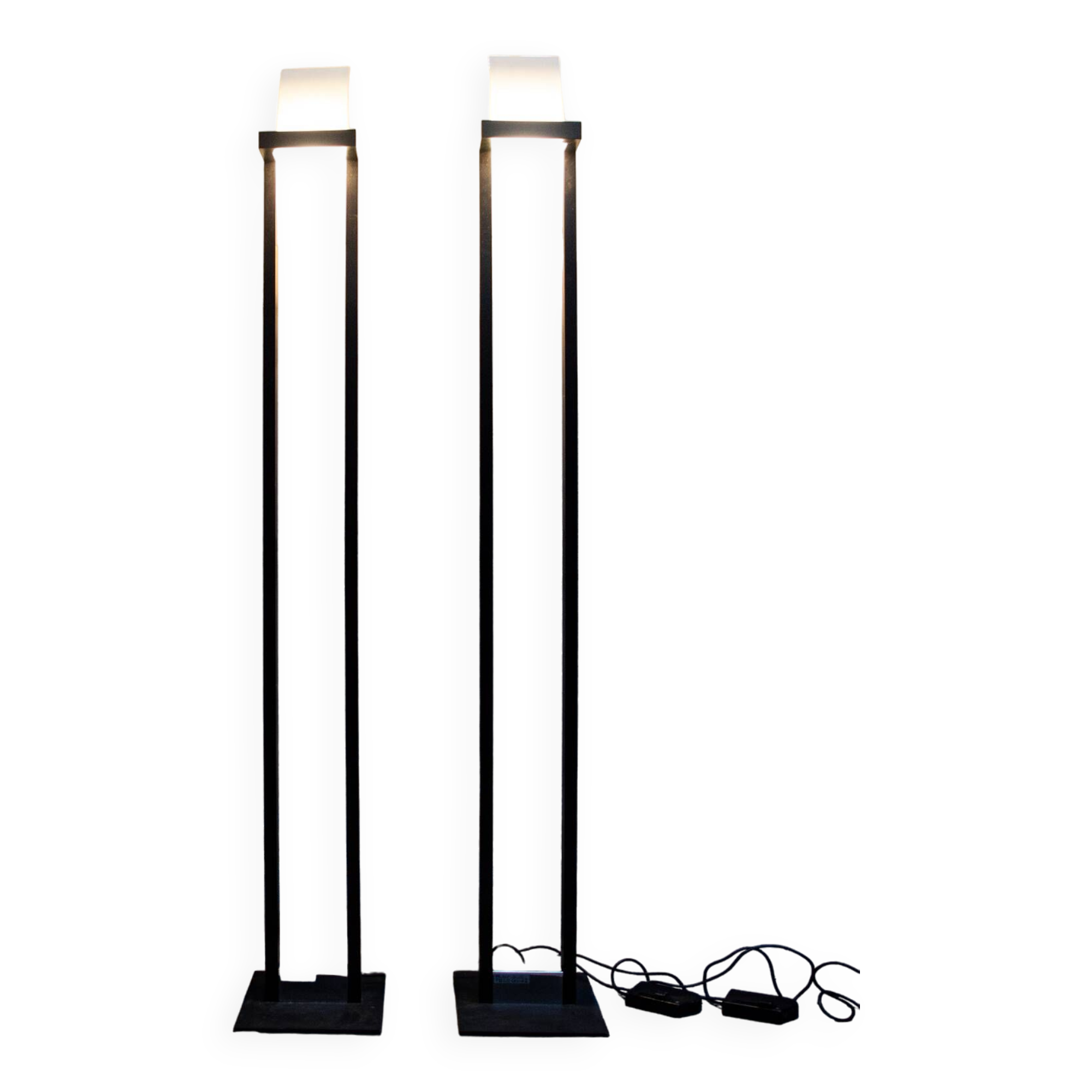 Lampadaire en bois, métal et verre Linealight Italia Anni '90s
