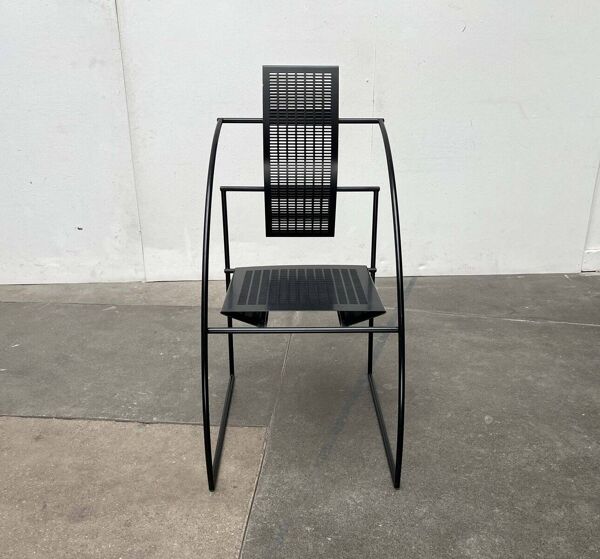 Chaise postmoderne Quinta en métal perforé noir par Mario Botta pour Alias, années 1980