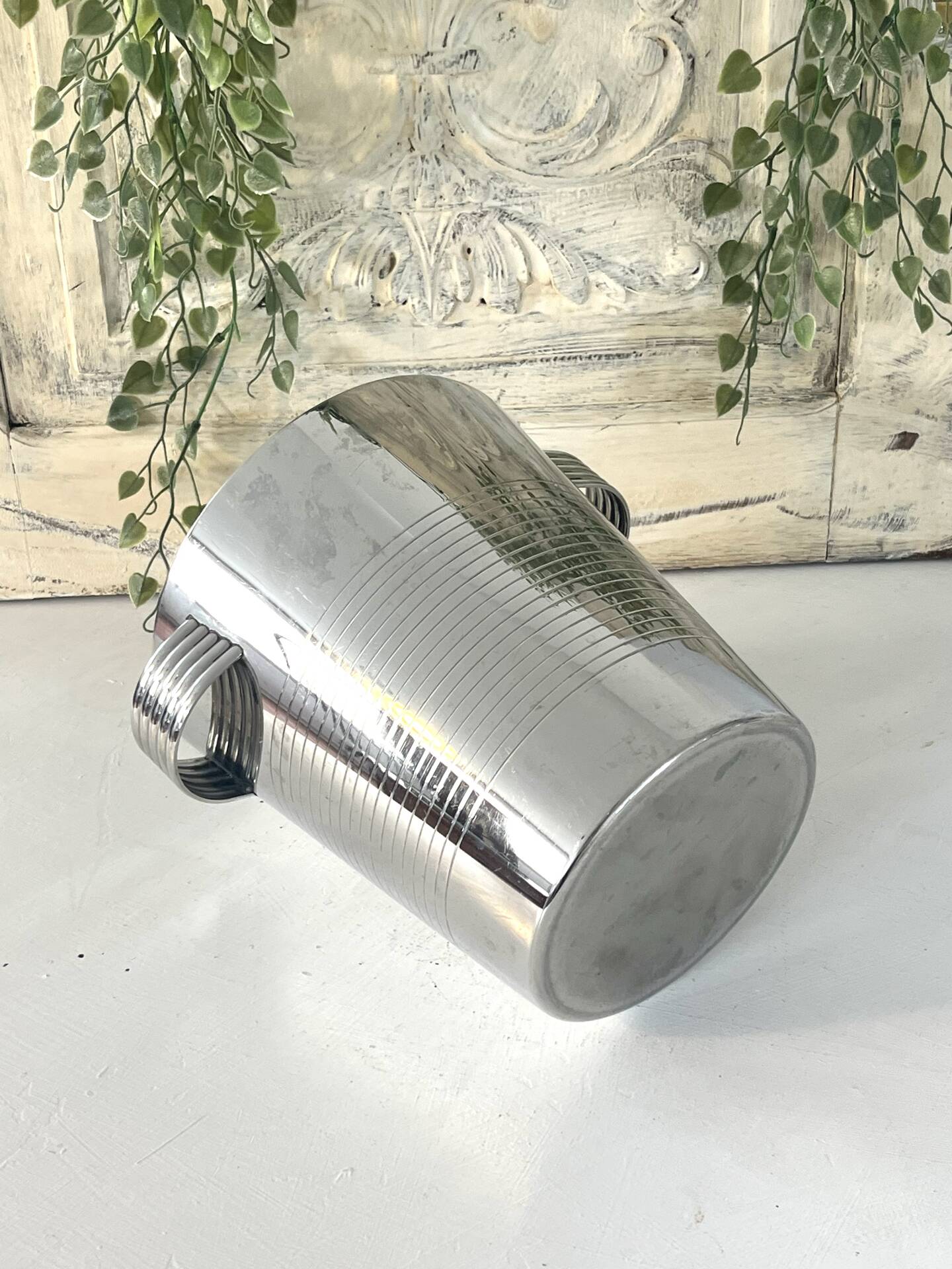 Art Deco Champagne Ice Bucket, Vintage French Chromed Stainless Steel