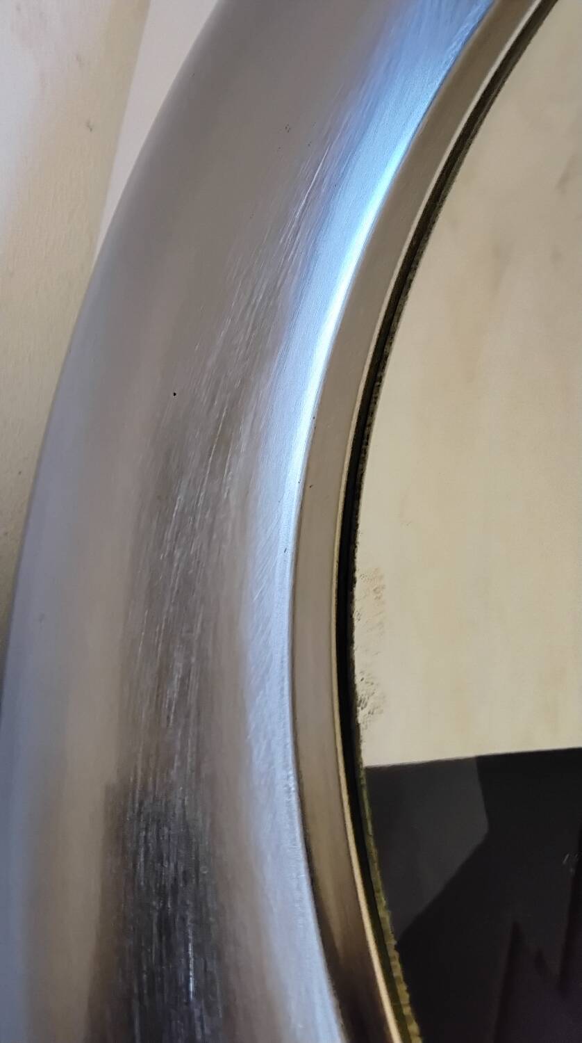 Reggiani round mirror in vintage chrome metal