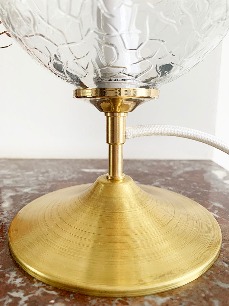 Old glass globe table lamp