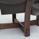 1970s, Scandinavian lounge chair, furniture leather, oak wood.