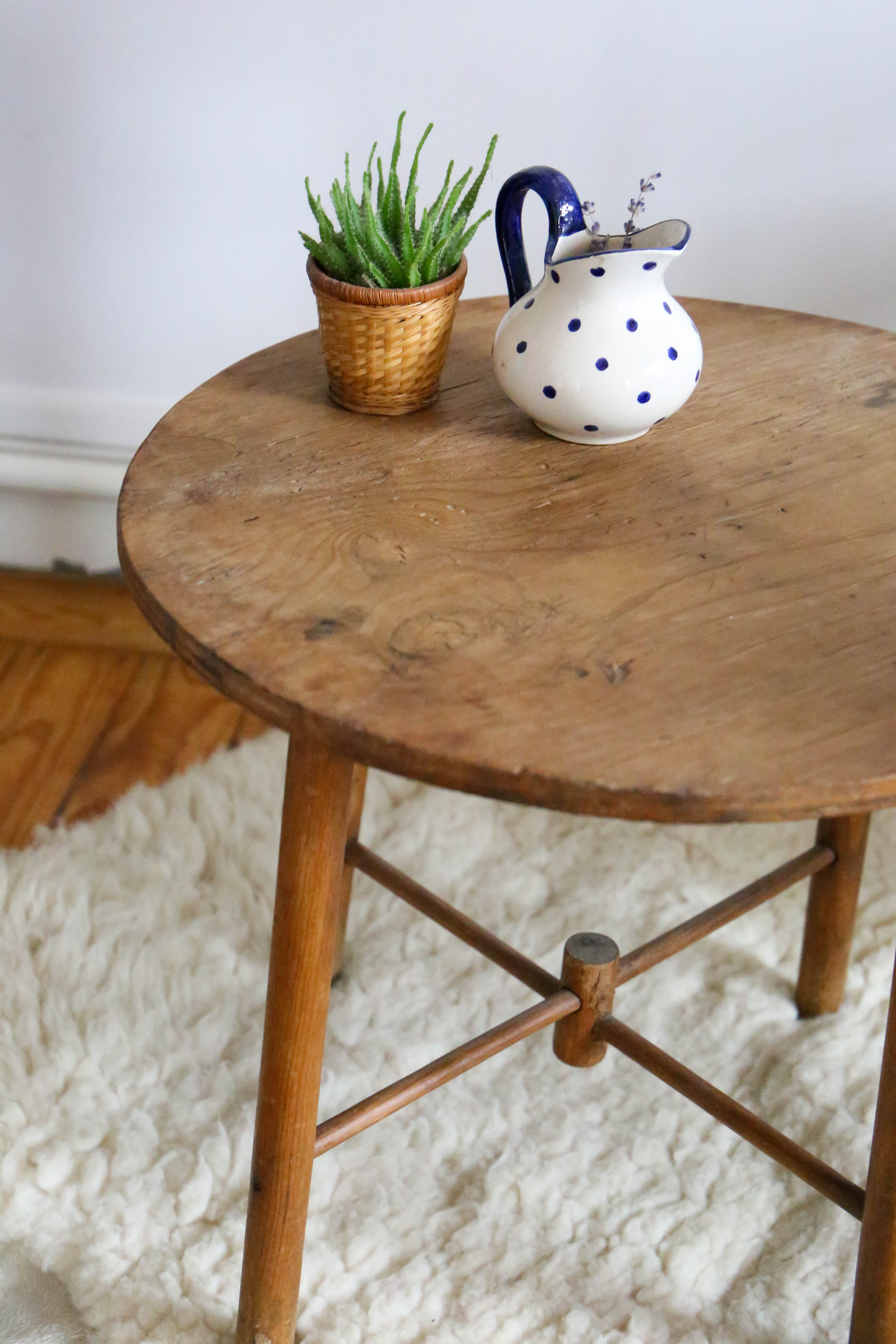 Rustic wooden side table, vintage