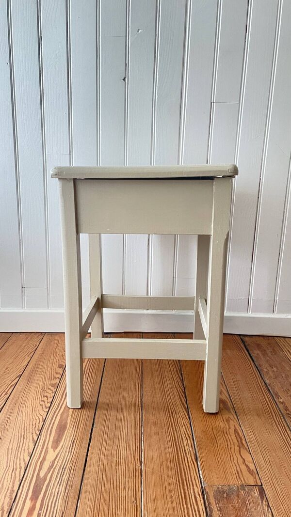 Tabouret coffre vintage beige