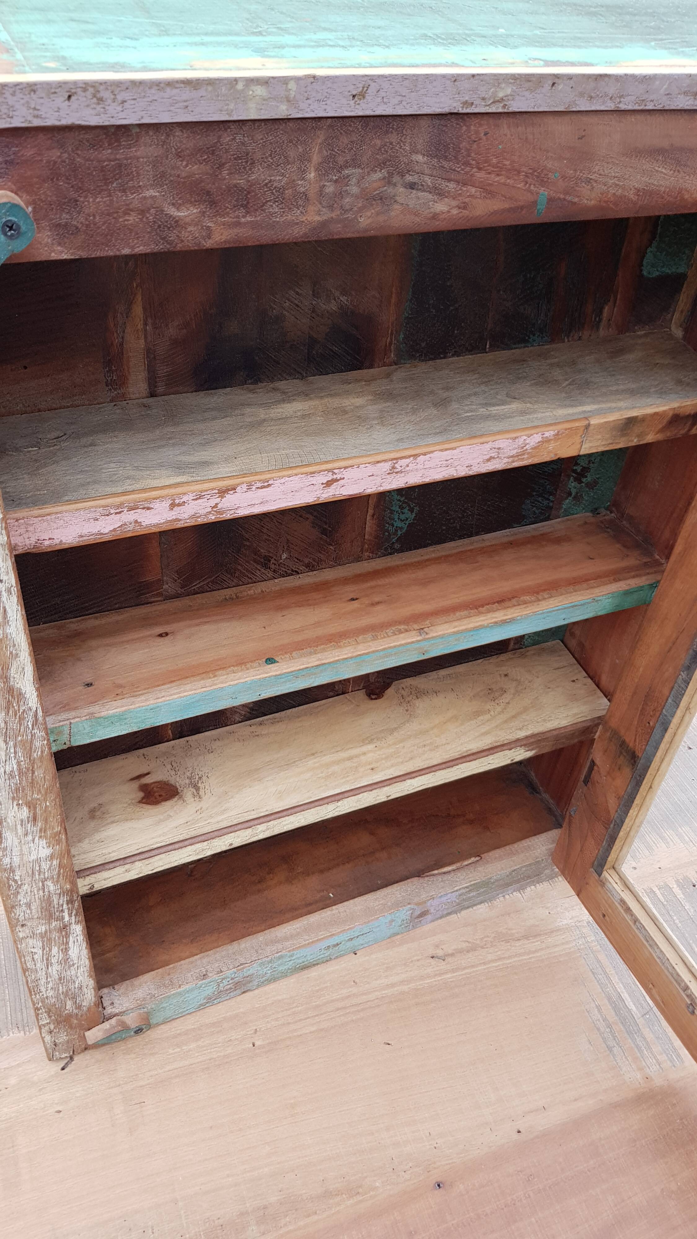 Polychrome teak display case