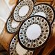 6 walnut model flat plates by Boch