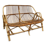 Vintage rattan bench